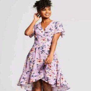 Xhilaration Dusty Lilac Floral High Low Dress